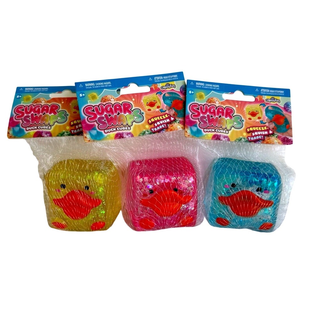 Orb‎ Curiosities Sugar Swaps Duck Cubes Squishy Glitter Fidget Toy 3 Pack Set